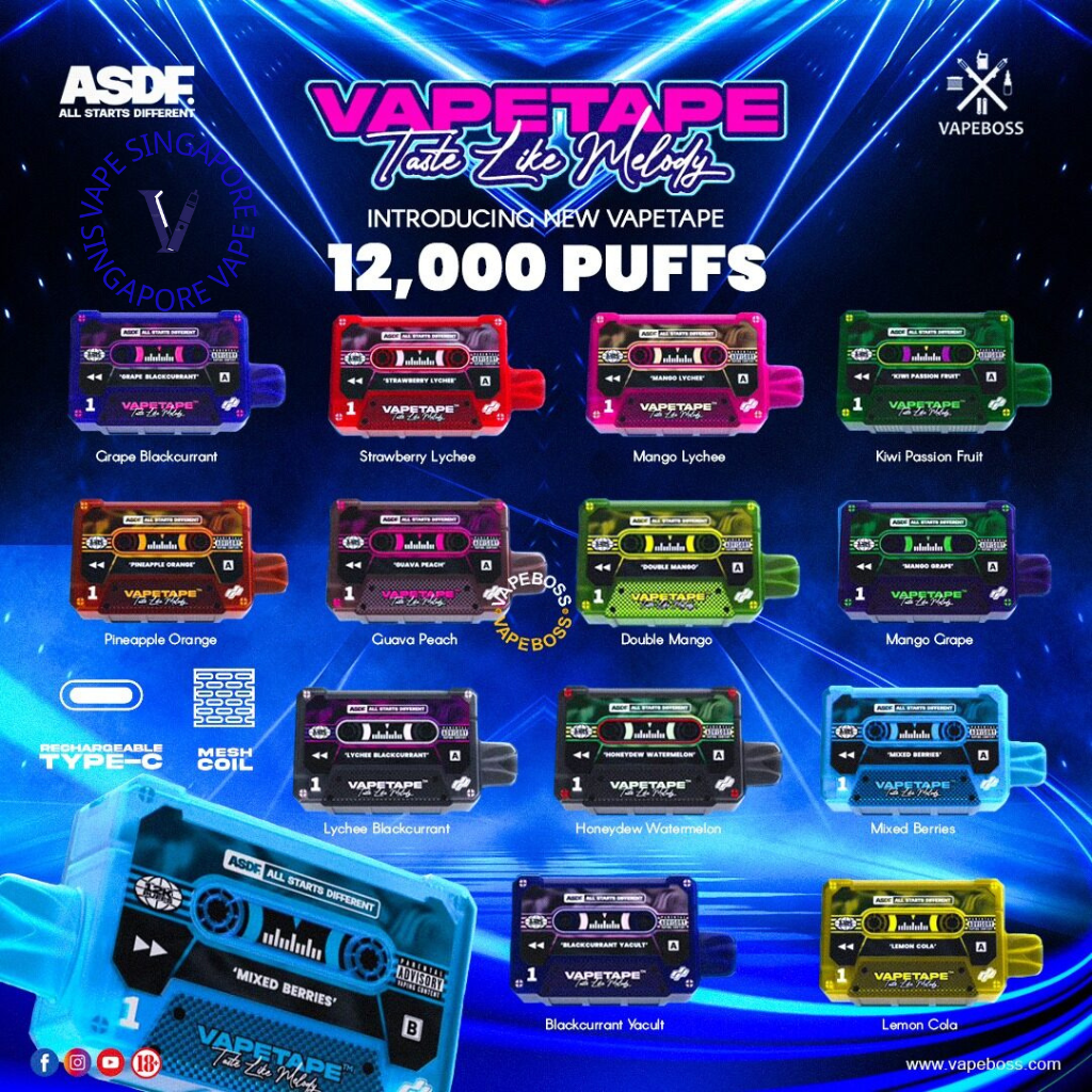 Vape Tape 12,000 Puff Disposable Vape | SG Vape Shop Singapore Vape Singapore SG Vape Vape Tape 12,000 Puff Disposable Vape | SG Vape Shop Singapore Vape Singapore SG Vape